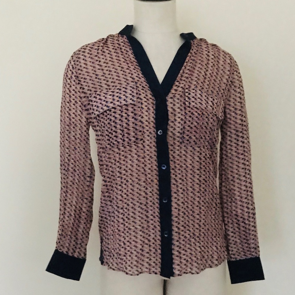 BCBG nude patterned silk shirt